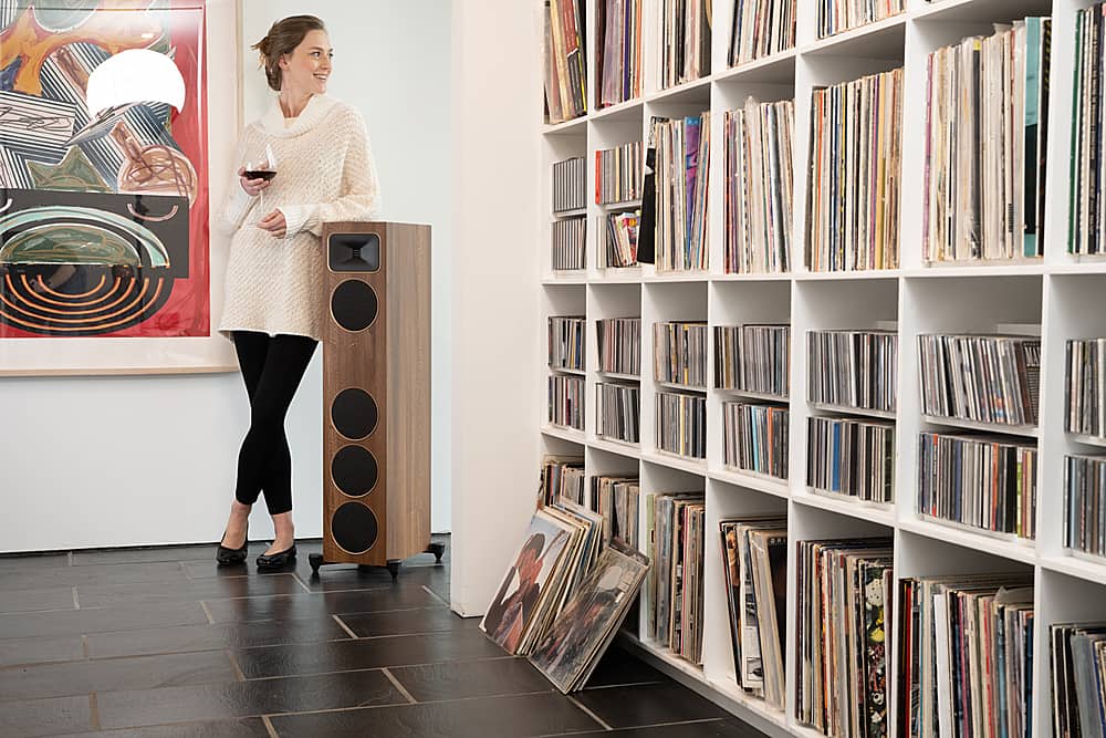 MartinLogan - Motion Foundation F1 3-Way Floorstanding Speaker with 5.5” Midrange and Triple 5.5” Bass Drivers (Each) - Walnut