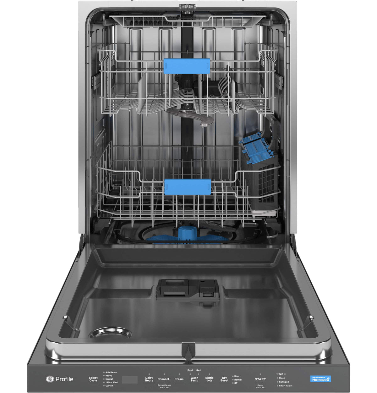 GE Profile - 24" Top Control Smart Built-In Stainless Steel Tub Dishwasher with 3rd Rack, Microban Protection and 44 dBA - Stainless Steel