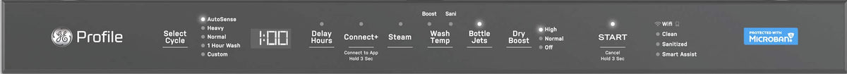 GE Profile - 24" Top Control Smart Built-In Stainless Steel Tub Dishwasher with 3rd Rack, Microban Protection and 44 dBA - Stainless Steel