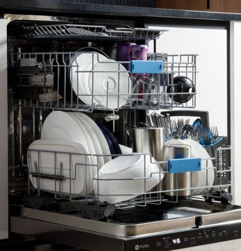 GE Profile - 24" Top Control Smart Built-In Stainless Steel Tub Dishwasher with 3rd Rack, Microban Protection and 44 dBA - Stainless Steel