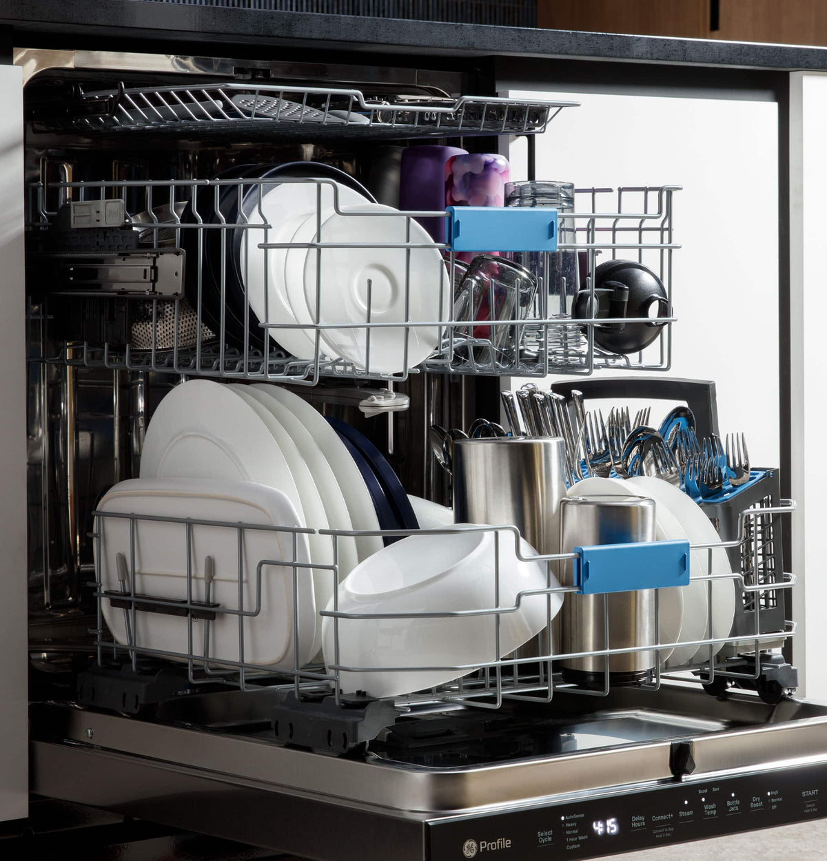 GE Profile - 24" Top Control Smart Built-In Stainless Steel Tub Dishwasher with 3rd Rack, Microban Protection and 44 dBA - Stainless Steel
