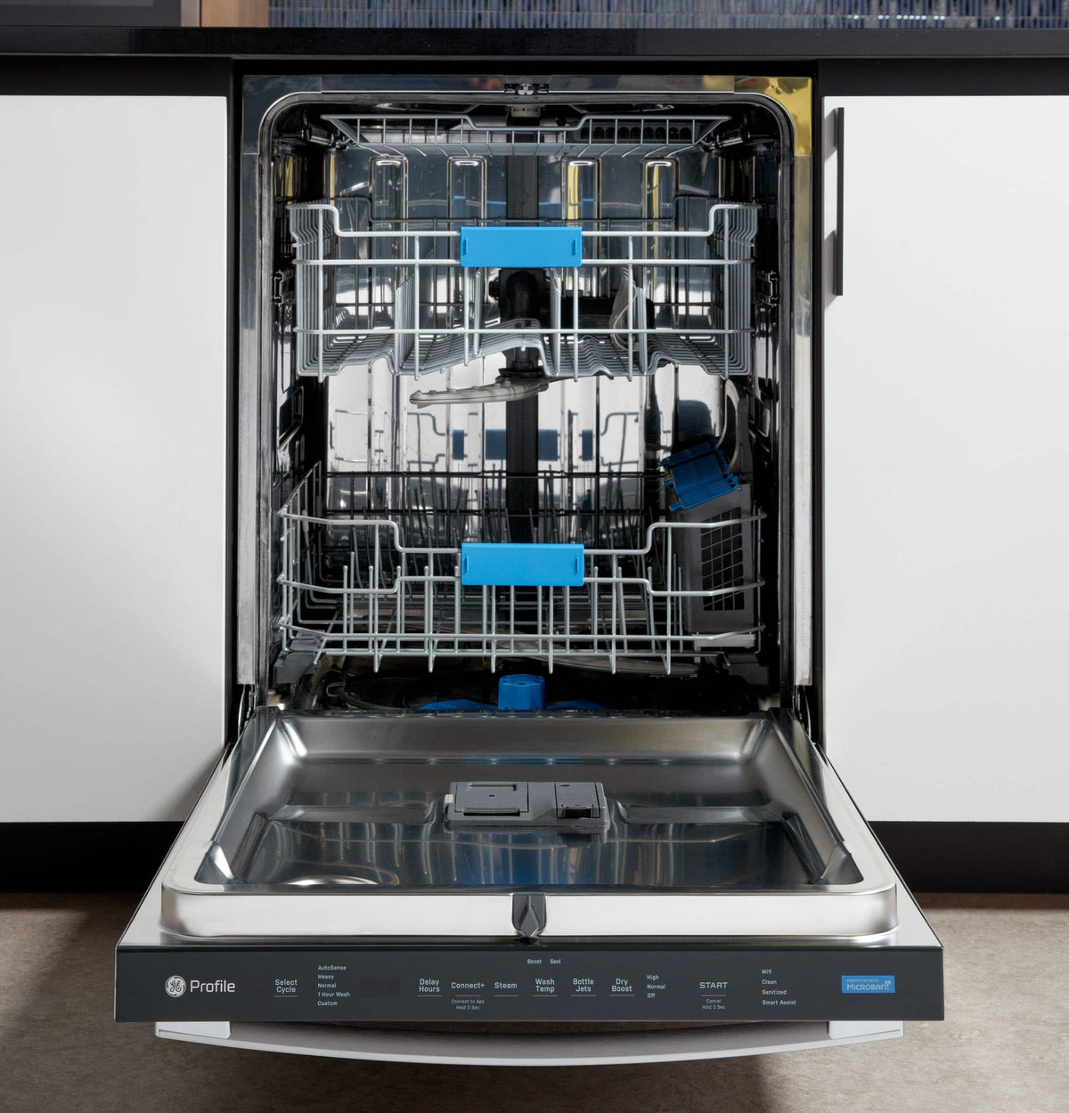 GE Profile - 24" Top Control Smart Built-In Stainless Steel Tub Dishwasher with 3rd Rack, Microban Protection and 44 dBA - Stainless Steel