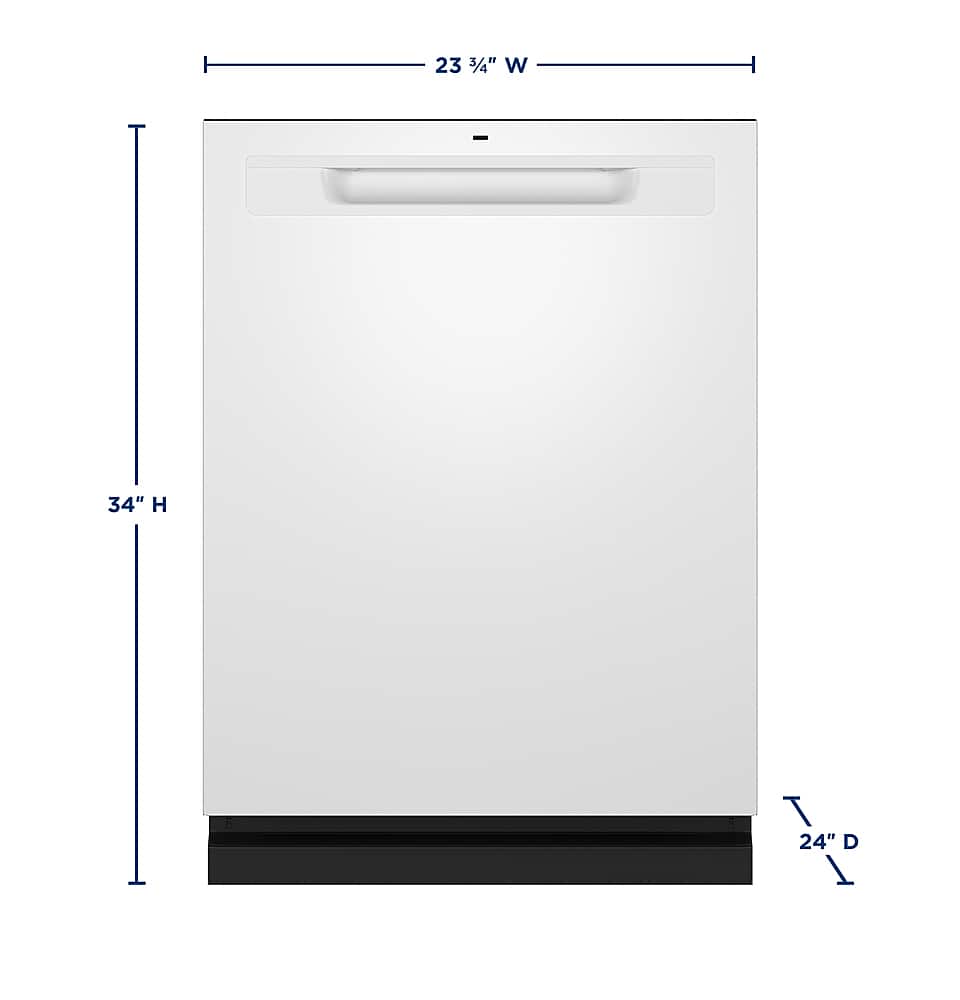 GE - 24" Top Control Built-In Stainless Steel Tub Dishwasher with 3rd Rack, Santize Cycle and 45 dBA - White