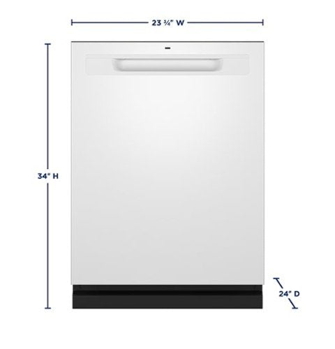 GE - 24" Top Control Built-In Stainless Steel Tub Dishwasher with 3rd Rack, Santize Cycle and 45 dBA - White