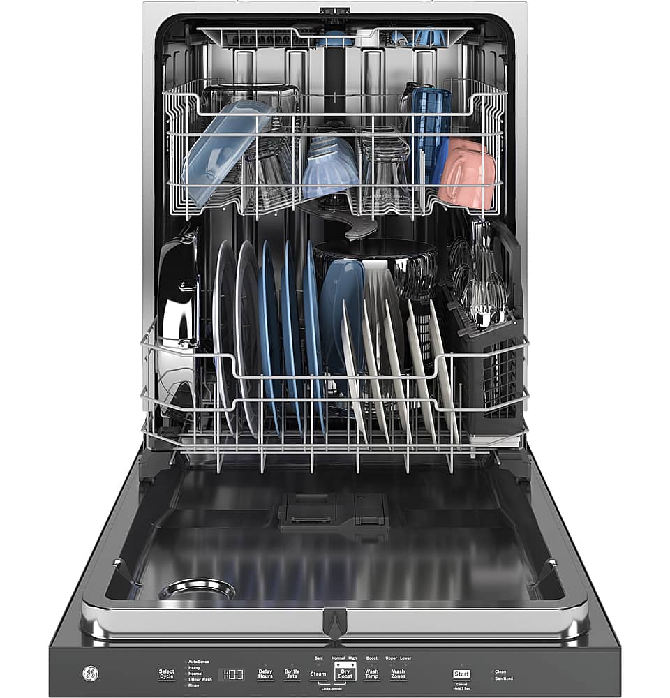GE - 24" Top Control Built-In Stainless Steel Tub Dishwasher with 3rd Rack, Santize Cycle and 45 dBA - White