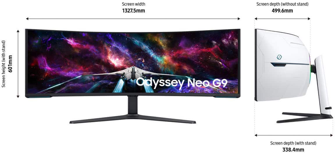 Samsung - 57" Odyssey Neo G9 Dual 4K UHD Quantum Mini-LED 240Hz 1ms HDR 1000 Curved Gaming Monitor (HDMI 2.1, DP 2.1, USB 3.0) - Black
