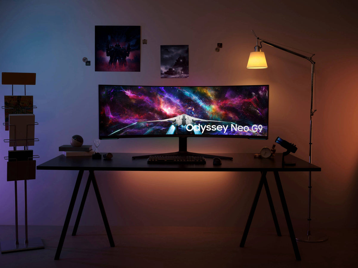 Samsung - 57" Odyssey Neo G9 Dual 4K UHD Quantum Mini-LED 240Hz 1ms HDR 1000 Curved Gaming Monitor (HDMI 2.1, DP 2.1, USB 3.0) - Black