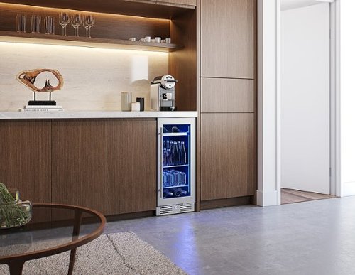 Zephyr - Presrv 15 in. 3.4 Cu. Ft. 4-Bottle and 64-Can Single Zone Beverage Cooler - Stainless Steel/Glass