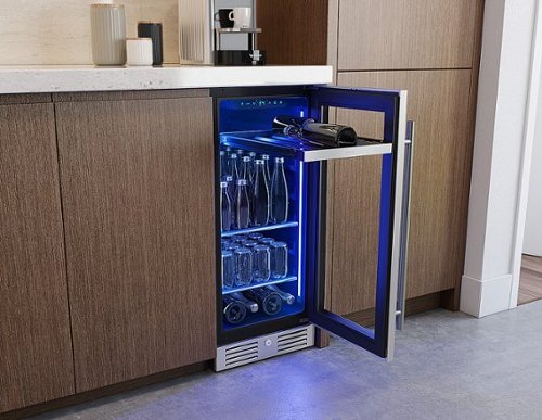 Zephyr - Presrv 15 in. 3.4 Cu. Ft. 4-Bottle and 64-Can Single Zone Beverage Cooler - Stainless Steel/Glass