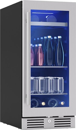 Zephyr - Presrv 15 in. 3.4 Cu. Ft. 4-Bottle and 64-Can Single Zone Beverage Cooler - Stainless Steel/Glass