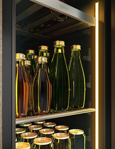 Zephyr - Presrv 15 in. 3.4 Cu. Ft. 4-Bottle and 64-Can Single Zone Beverage Cooler - Stainless Steel/Glass
