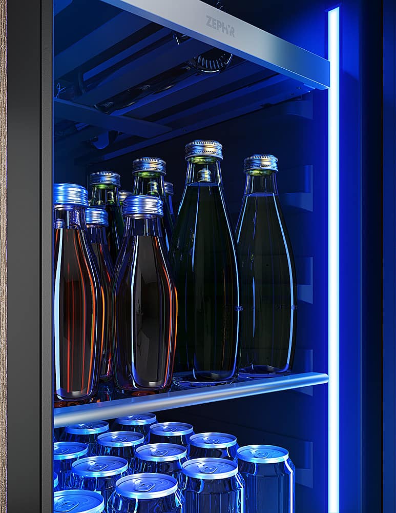 Zephyr - Presrv 15 in. 3.4 Cu. Ft. 4-Bottle and 64-Can Single Zone Beverage Cooler - Stainless Steel/Glass
