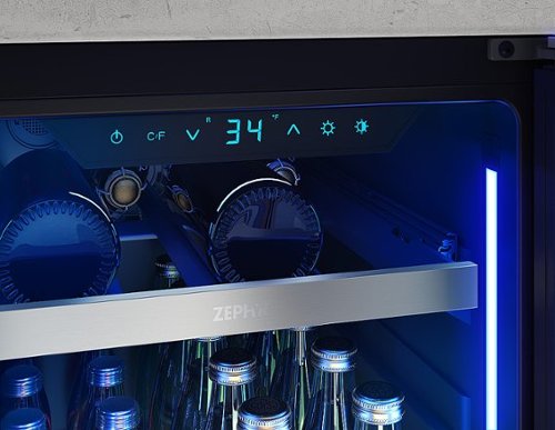 Zephyr - Presrv 15 in. 3.4 Cu. Ft. 4-Bottle and 64-Can Single Zone Beverage Cooler - Stainless Steel/Glass