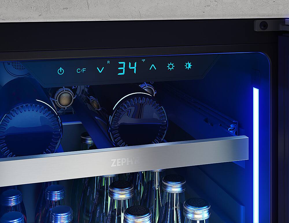 Zephyr - Presrv 15 in. 3.4 Cu. Ft. 4-Bottle and 64-Can Single Zone Beverage Cooler - Stainless Steel/Glass