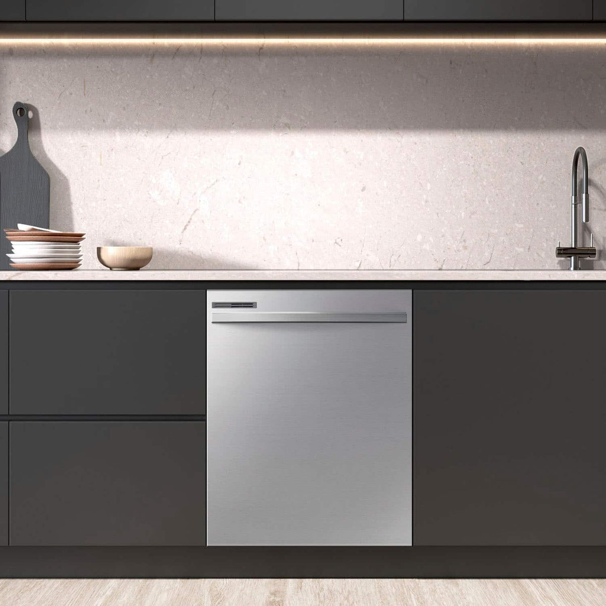 Samsung - 24” Top Control Built-In Hybrid Stainless Steel Tub Dishwasher with Height-Adjustable Rack, 53 dBA - Stainless Steel