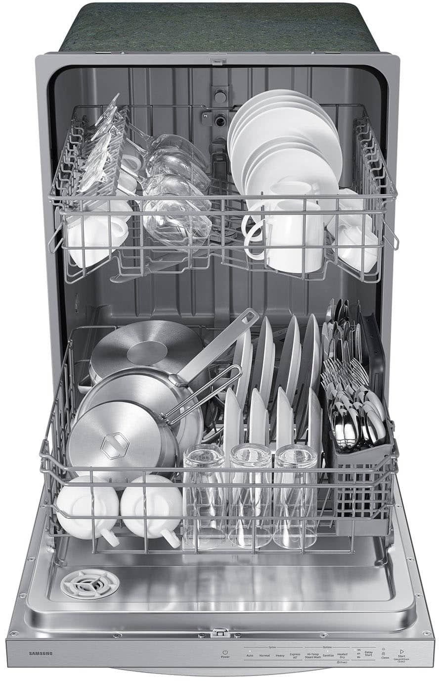 Samsung - 24” Top Control Built-In Hybrid Stainless Steel Tub Dishwasher with Height-Adjustable Rack, 53 dBA - Stainless Steel