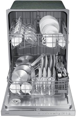Samsung - 24” Top Control Built-In Hybrid Stainless Steel Tub Dishwasher with Height-Adjustable Rack, 53 dBA - Stainless Steel