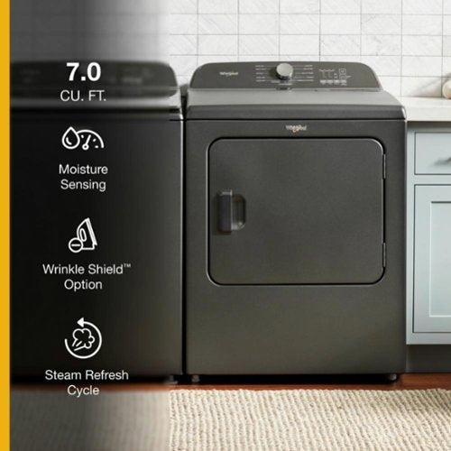7.0 Cu. Ft. Whirlpool Electric Dryer with Moisture Sensor - Volcano Black