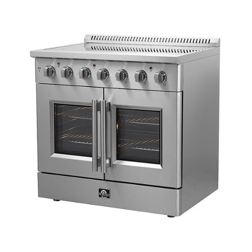Forno Appliances - 36 in. Wide 5 Elements Galiano Alta Qualita 5.36 Cu.Ft. Freestanding Electric Range w/ French Doors and True Convection - Stainless Steel