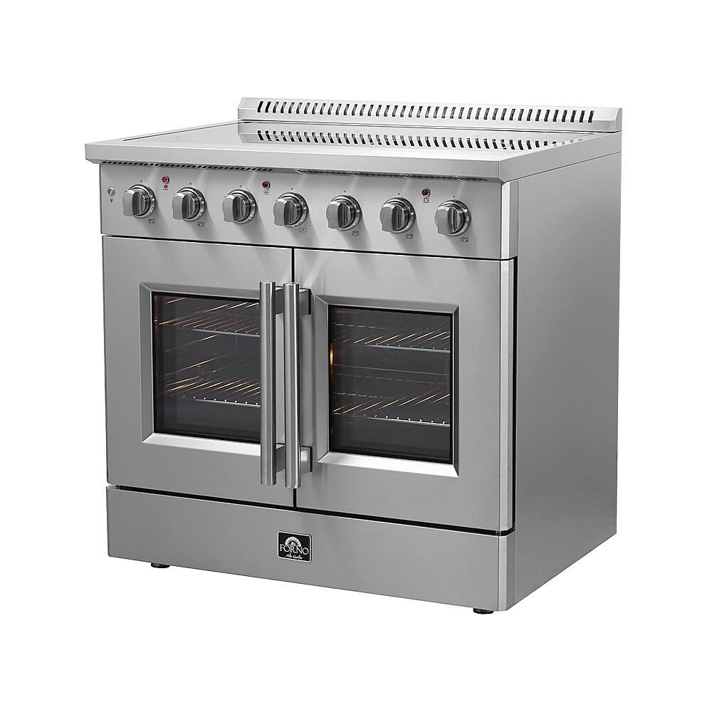 Forno Appliances - 36 in. Wide 5 Elements Galiano Alta Qualita 5.36 Cu.Ft. Freestanding Electric Range w/ French Doors and True Convection - Stainless Steel