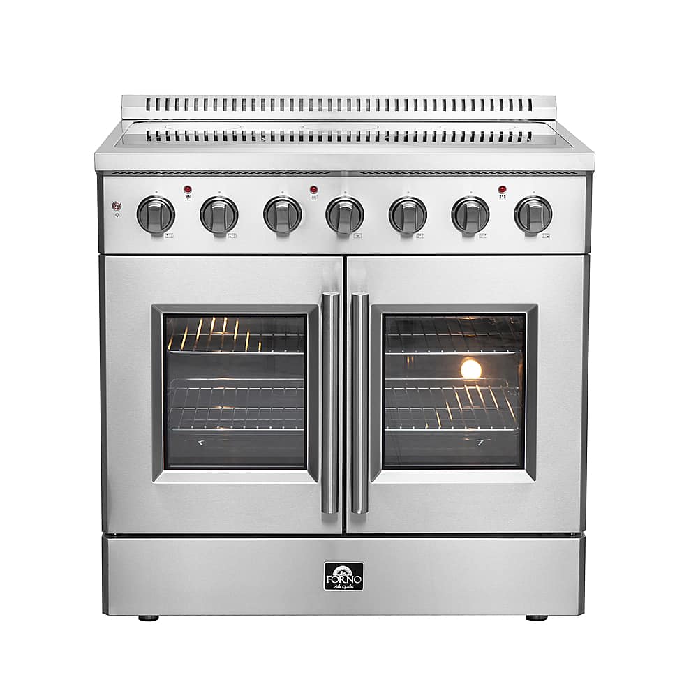 Forno Appliances - 36 in. Wide 5 Elements Galiano Alta Qualita 5.36 Cu.Ft. Freestanding Electric Range w/ French Doors and True Convection - Stainless Steel