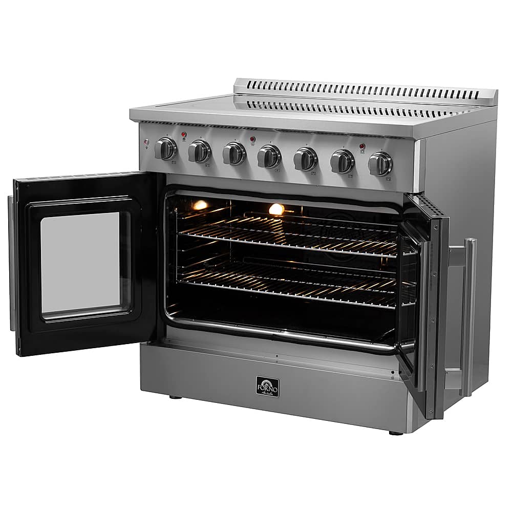 Forno Appliances - 36 in. Wide 5 Elements Galiano Alta Qualita 5.36 Cu.Ft. Freestanding Electric Range w/ French Doors and True Convection - Stainless Steel