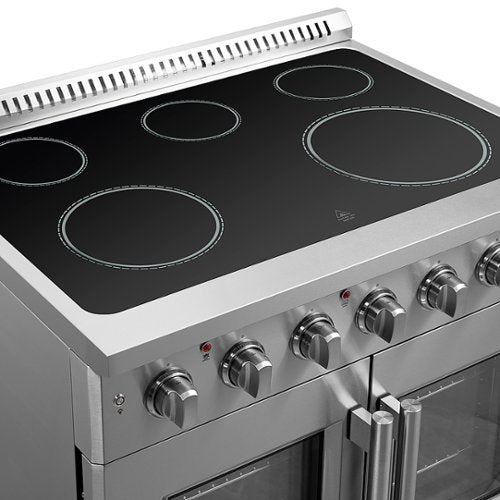 Forno Appliances - 36 in. Wide 5 Elements Galiano Alta Qualita 5.36 Cu.Ft. Freestanding Electric Range w/ French Doors and True Convection - Stainless Steel