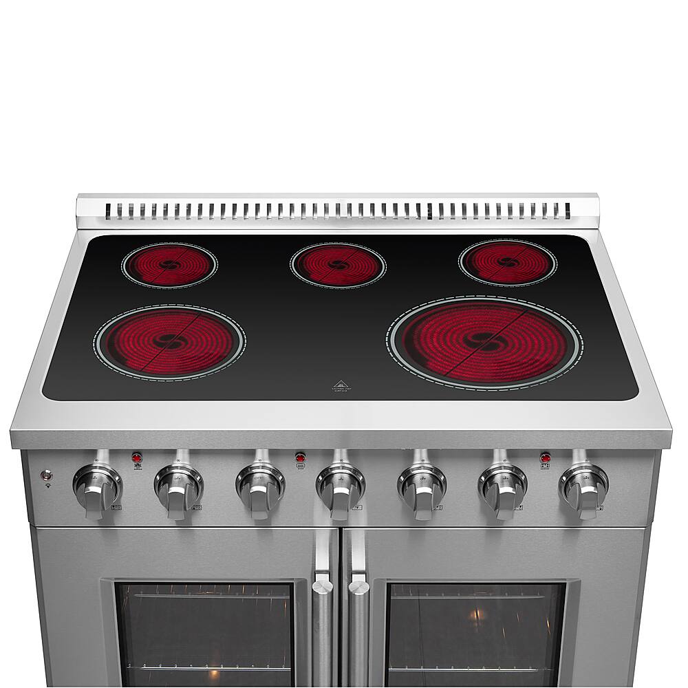 Forno Appliances - 36 in. Wide 5 Elements Galiano Alta Qualita 5.36 Cu.Ft. Freestanding Electric Range w/ French Doors and True Convection - Stainless Steel