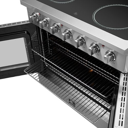 Forno Appliances - 36 in. Wide 5 Elements Galiano Alta Qualita 5.36 Cu.Ft. Freestanding Electric Range w/ French Doors and True Convection - Stainless Steel