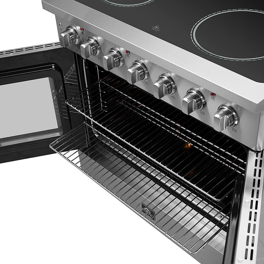 Forno Appliances - 36 in. Wide 5 Elements Galiano Alta Qualita 5.36 Cu.Ft. Freestanding Electric Range w/ French Doors and True Convection - Stainless Steel