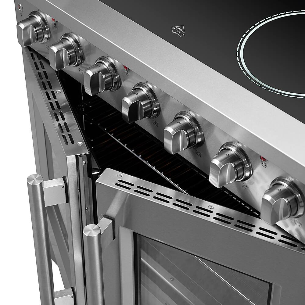Forno Appliances - 36 in. Wide 5 Elements Galiano Alta Qualita 5.36 Cu.Ft. Freestanding Electric Range w/ French Doors and True Convection - Stainless Steel