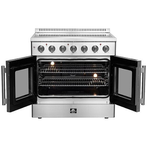 Forno Appliances - 36 in. Wide 5 Elements Galiano Alta Qualita 5.36 Cu.Ft. Freestanding Electric Range w/ French Doors and True Convection - Stainless Steel