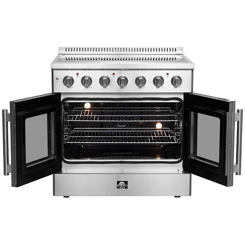 Forno Appliances - 36 in. Wide 5 Elements Galiano Alta Qualita 5.36 Cu.Ft. Freestanding Electric Range w/ French Doors and True Convection - Stainless Steel