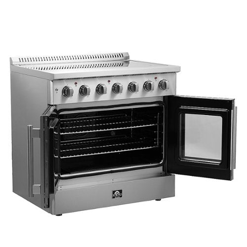 Forno Appliances - 36 in. Wide 5 Elements Galiano Alta Qualita 5.36 Cu.Ft. Freestanding Electric Range w/ French Doors and True Convection - Stainless Steel