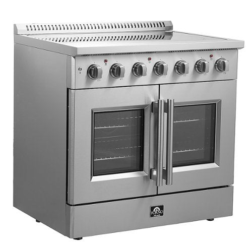Forno Appliances - 36 in. Wide 5 Elements Galiano Alta Qualita 5.36 Cu.Ft. Freestanding Electric Range w/ French Doors and True Convection - Stainless Steel