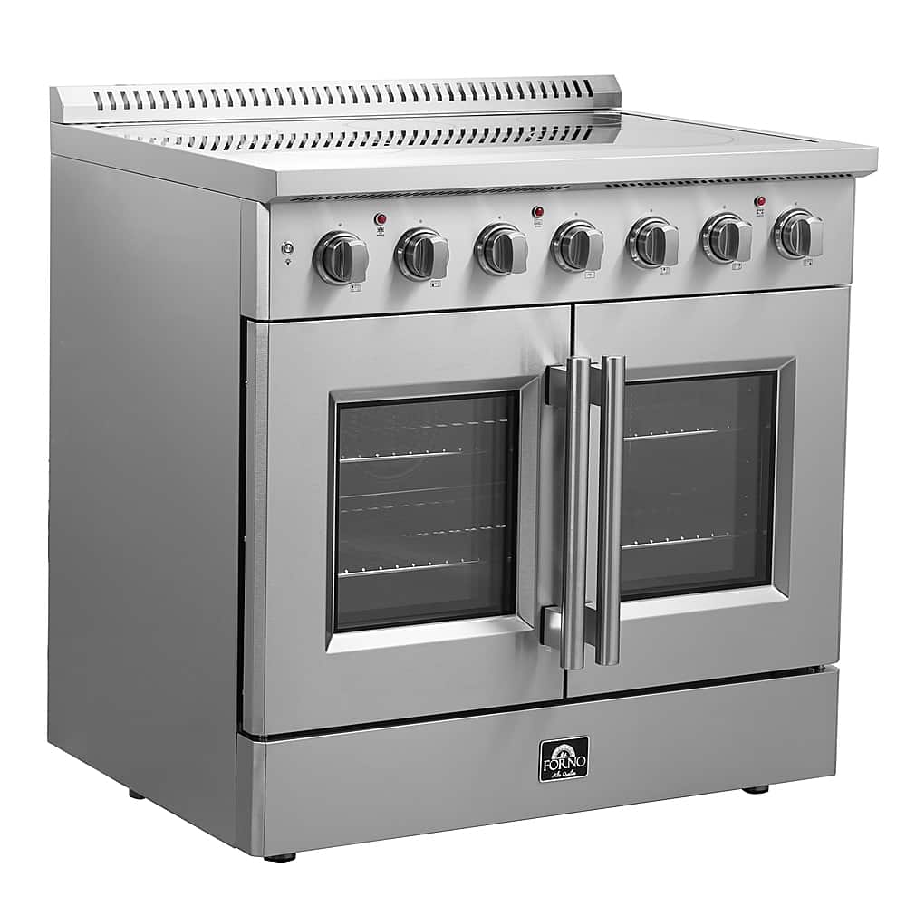 Forno Appliances - 36 in. Wide 5 Elements Galiano Alta Qualita 5.36 Cu.Ft. Freestanding Electric Range w/ French Doors and True Convection - Stainless Steel