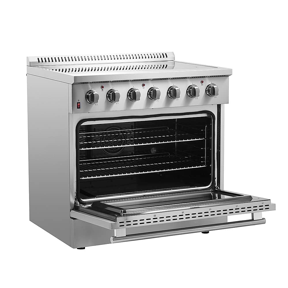 Forno Appliances - 36 in. Wide 5 Elements Galiano Alta Qualita 5.36 Cu. Ft. Freestanding Electric Range with True Convection Oven - Stainless Steel