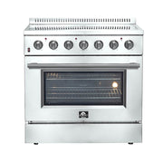 Forno Appliances - 36 in. Wide 5 Elements Galiano Alta Qualita 5.36 Cu. Ft. Freestanding Electric Range with True Convection Oven - Stainless Steel