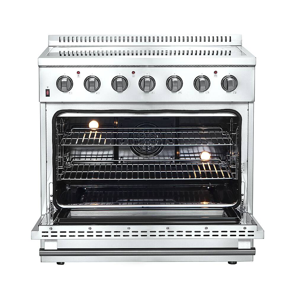 Forno Appliances - 36 in. Wide 5 Elements Galiano Alta Qualita 5.36 Cu. Ft. Freestanding Electric Range with True Convection Oven - Stainless Steel