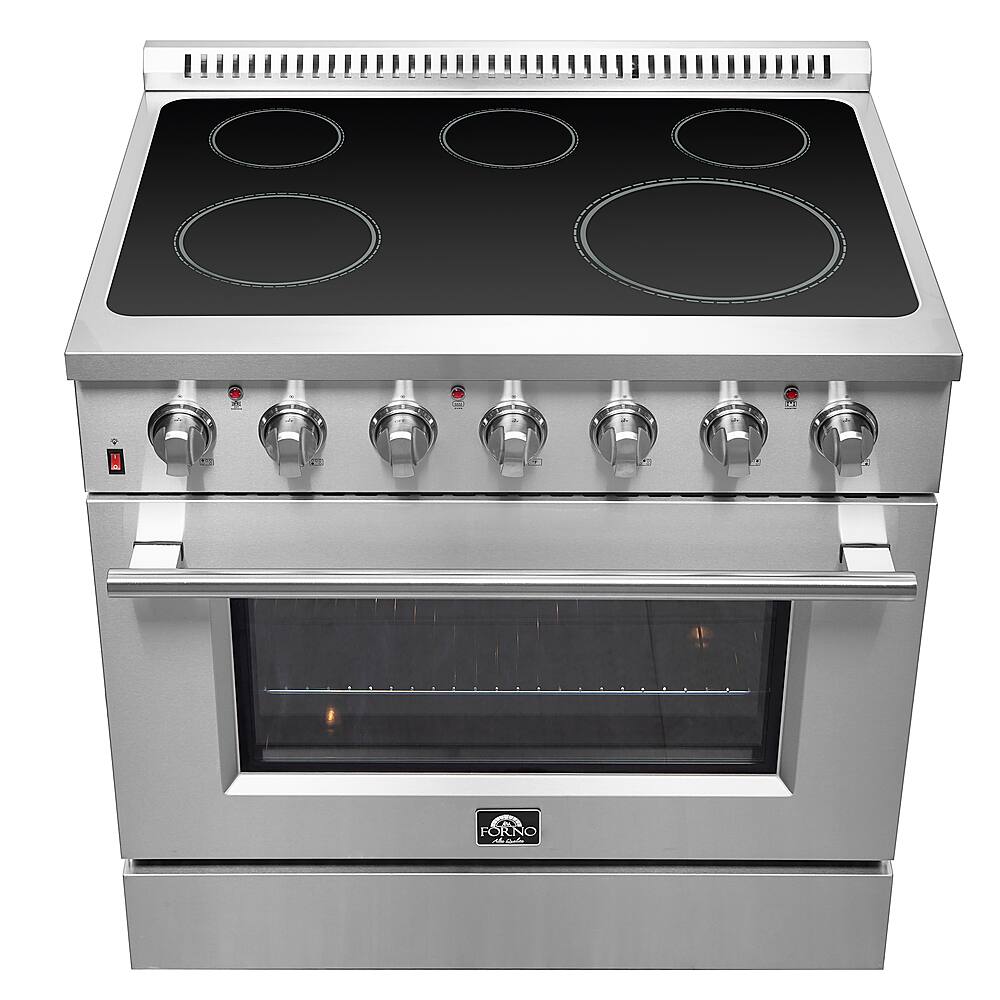 Forno Appliances - 36 in. Wide 5 Elements Galiano Alta Qualita 5.36 Cu. Ft. Freestanding Electric Range with True Convection Oven - Stainless Steel