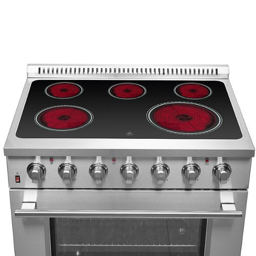 Forno Appliances - 36 in. Wide 5 Elements Galiano Alta Qualita 5.36 Cu. Ft. Freestanding Electric Range with True Convection Oven - Stainless Steel