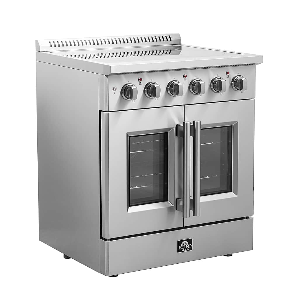 Forno Appliances - 30 in. Wide 4 Elements Galiano Alta Qualita 4.32 Cu.Ft. Freestanding Electric Range w\ French Doors and True Convection - Stainless Steel