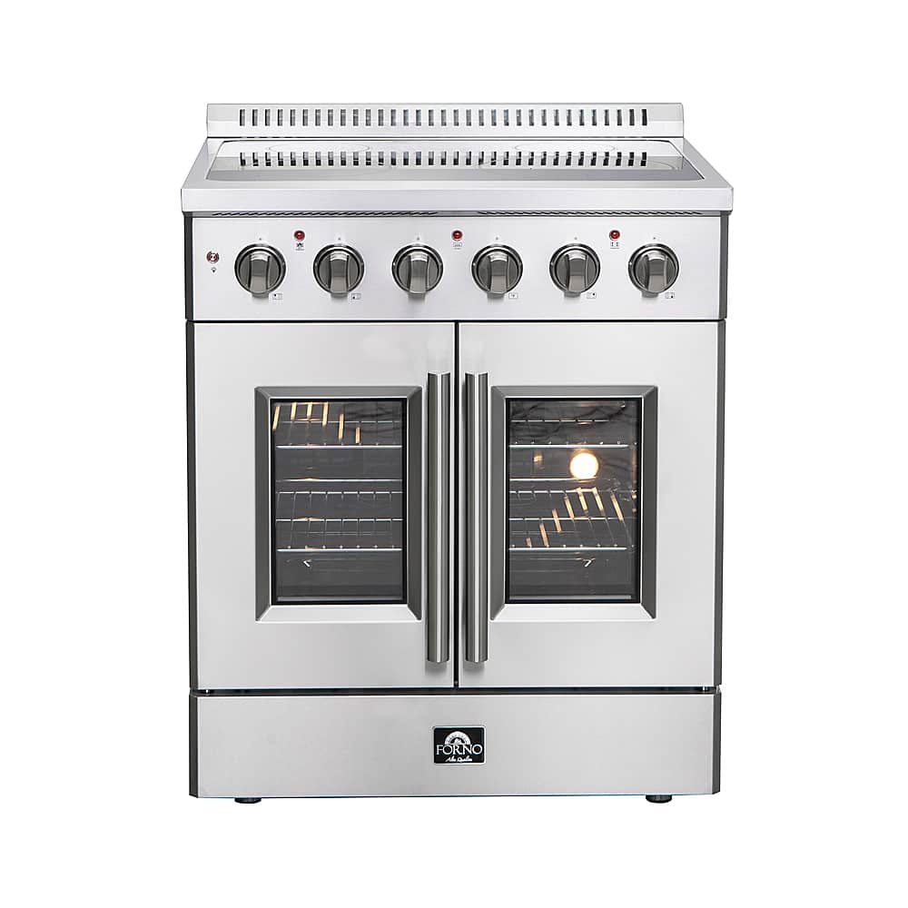 Forno Appliances - 30 in. Wide 4 Elements Galiano Alta Qualita 4.32 Cu.Ft. Freestanding Electric Range w\ French Doors and True Convection - Stainless Steel