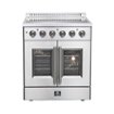 Forno Appliances - 30 in. Wide 4 Elements Galiano Alta Qualita 4.32 Cu.Ft. Freestanding Electric Range w\ French Doors and True Convection - Stainless Steel