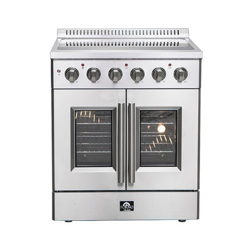 Forno Appliances - 30 in. Wide 4 Elements Galiano Alta Qualita 4.32 Cu.Ft. Freestanding Electric Range w\ French Doors and True Convection - Stainless Steel