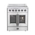 Forno Appliances - 30 in. Wide 4 Elements Galiano Alta Qualita 4.32 Cu.Ft. Freestanding Electric Range w\ French Doors and True Convection - Stainless Steel