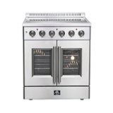 Forno Appliances - 30 in. Wide 4 Elements Galiano Alta Qualita 4.32 Cu.Ft. Freestanding Electric Range w\ French Doors and True Convection - Stainless Steel