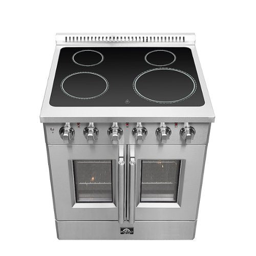 Forno Appliances - 30 in. Wide 4 Elements Galiano Alta Qualita 4.32 Cu.Ft. Freestanding Electric Range w\ French Doors and True Convection - Stainless Steel