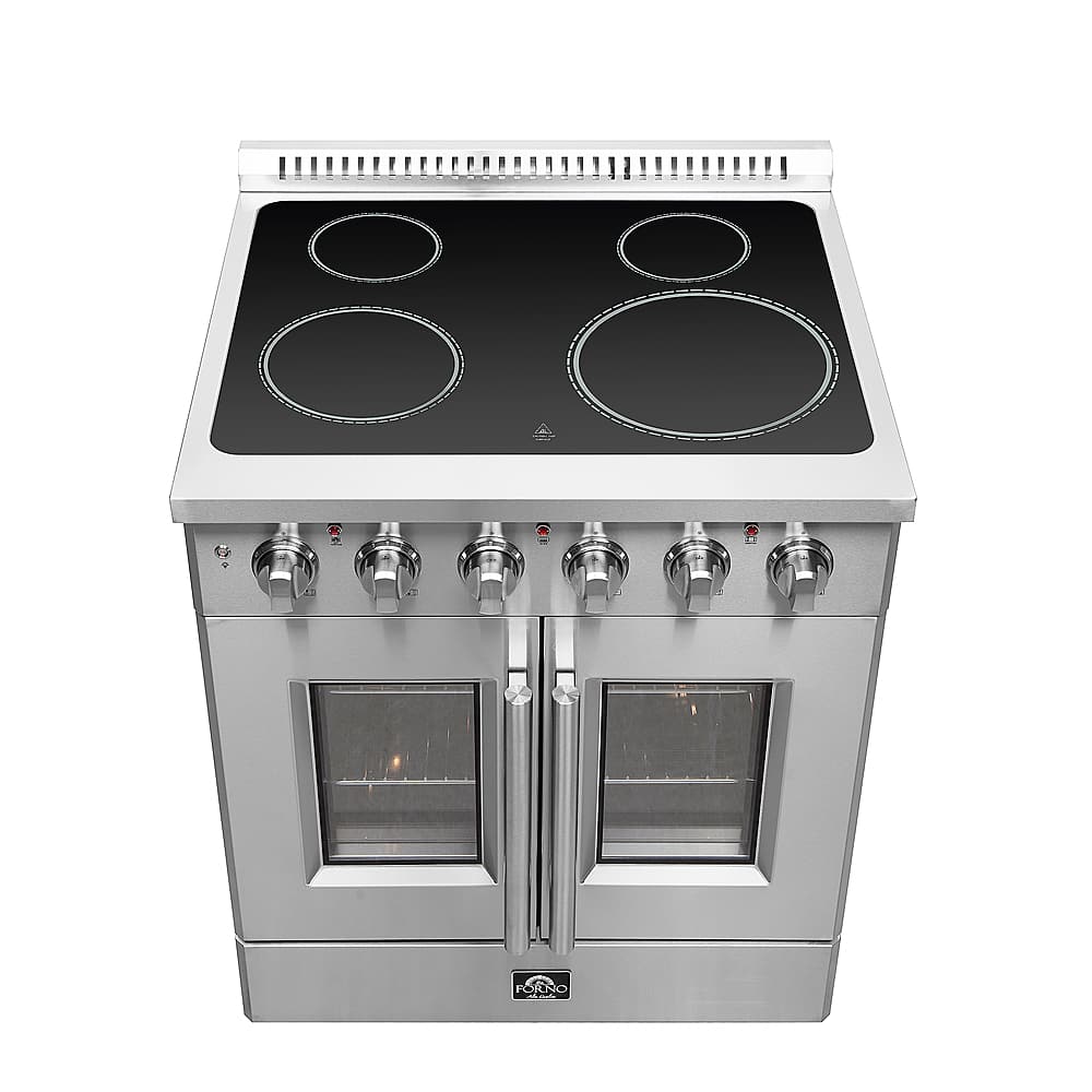 Forno Appliances - 30 in. Wide 4 Elements Galiano Alta Qualita 4.32 Cu.Ft. Freestanding Electric Range w\ French Doors and True Convection - Stainless Steel