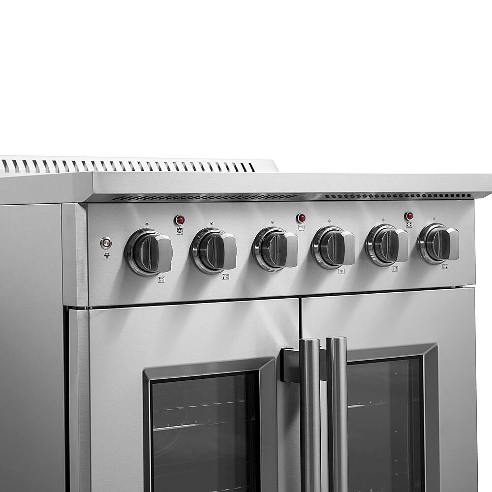 Forno Appliances - 30 in. Wide 4 Elements Galiano Alta Qualita 4.32 Cu.Ft. Freestanding Electric Range w\ French Doors and True Convection - Stainless Steel